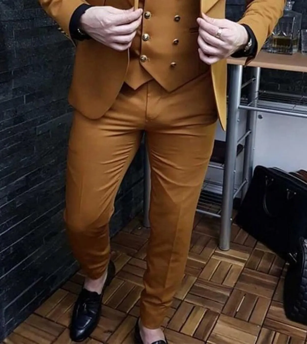 Marrone Picco Risvolto Uomo Abiti Costume Homme Matrimonio Slim Fit Blazer Smoking Sposo Matrimonio Terno Masculino 3 Pz Giacca
